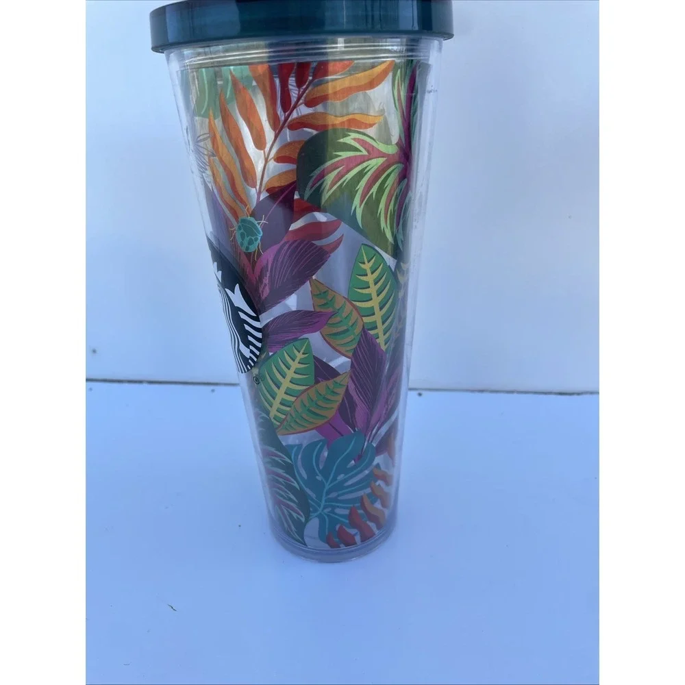 Starbucks 2017 Metallic Tropical Leaves Aloha Jungle Tumbler Venti 24oz-No Straw